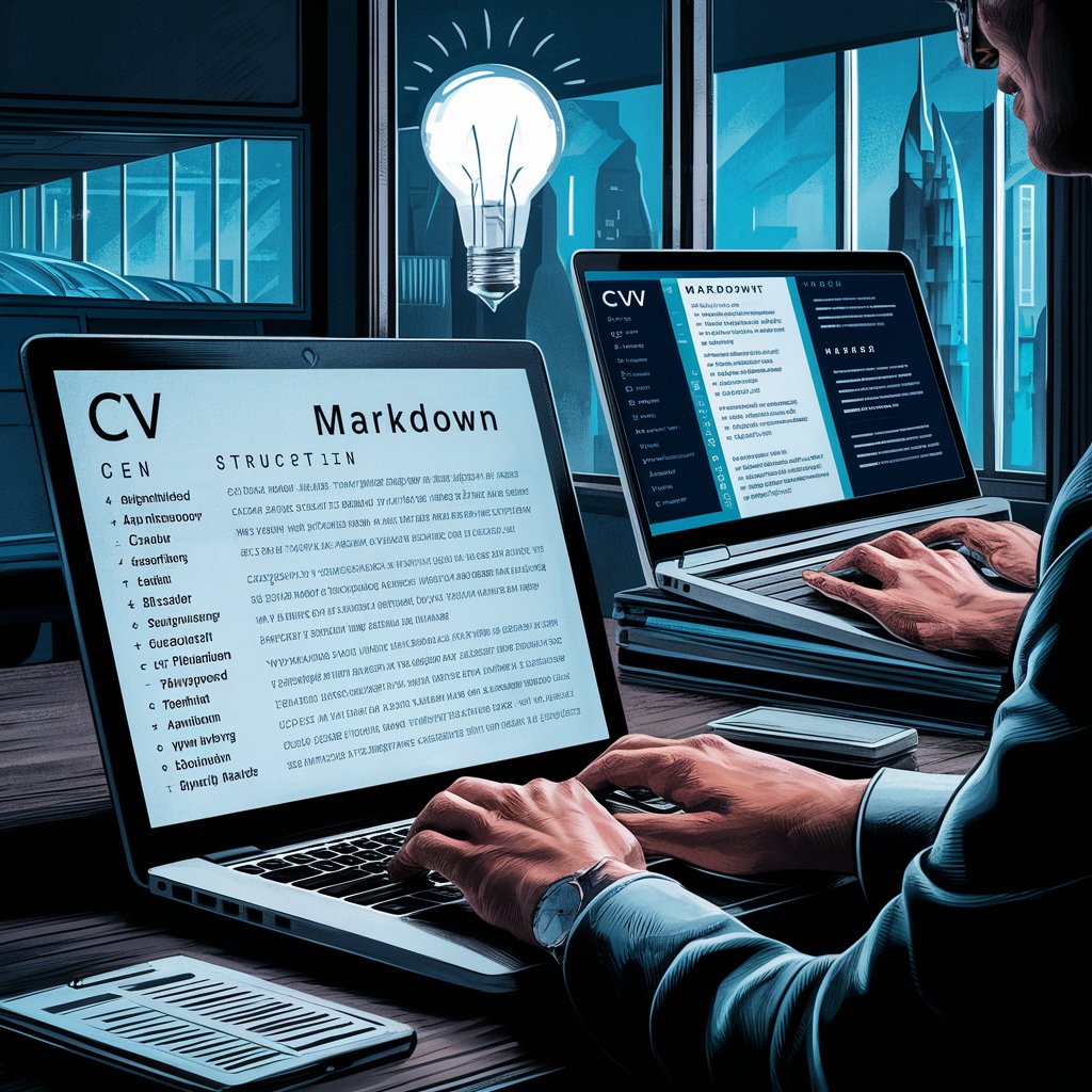 CV Markdown being created on a computer