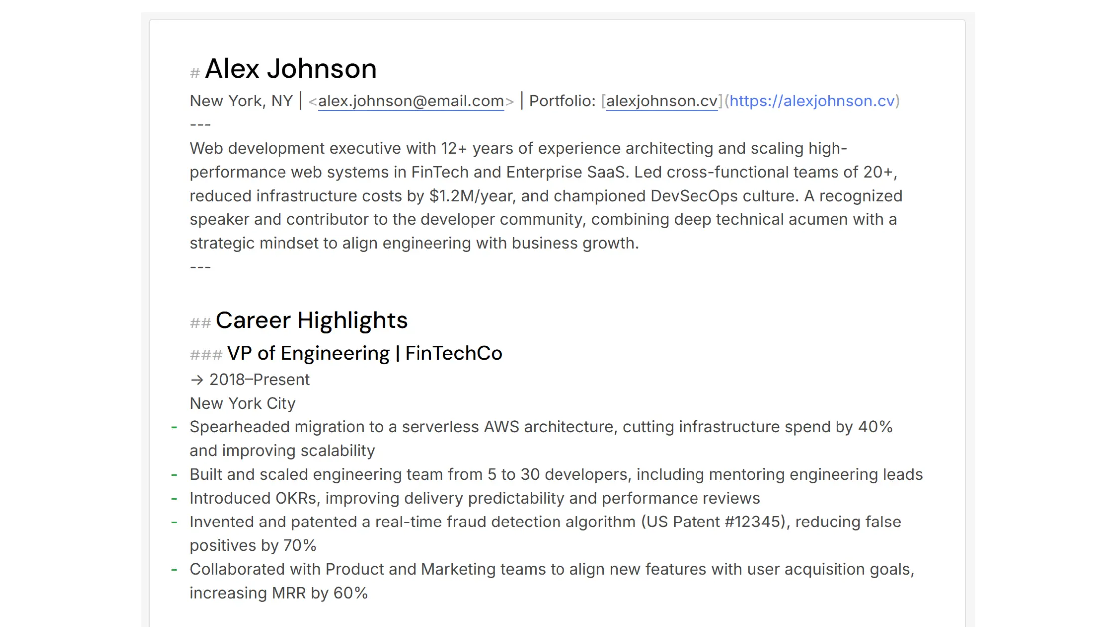Markdown CV template