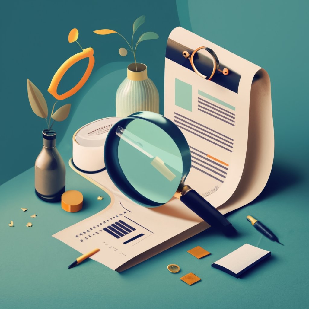 A resume document being proofread with a magnifying glass